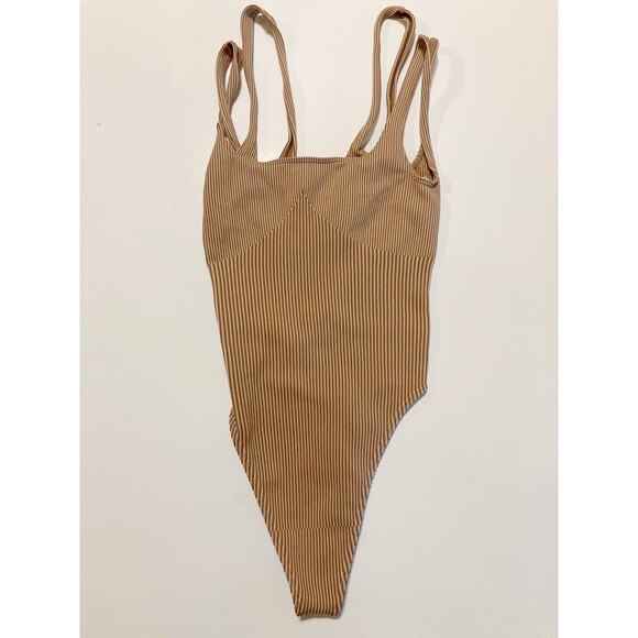 Urban Outfitters Out From Under Fitted Thong Bodysuit Brown Stripe XS/S - Picture 1 of 3